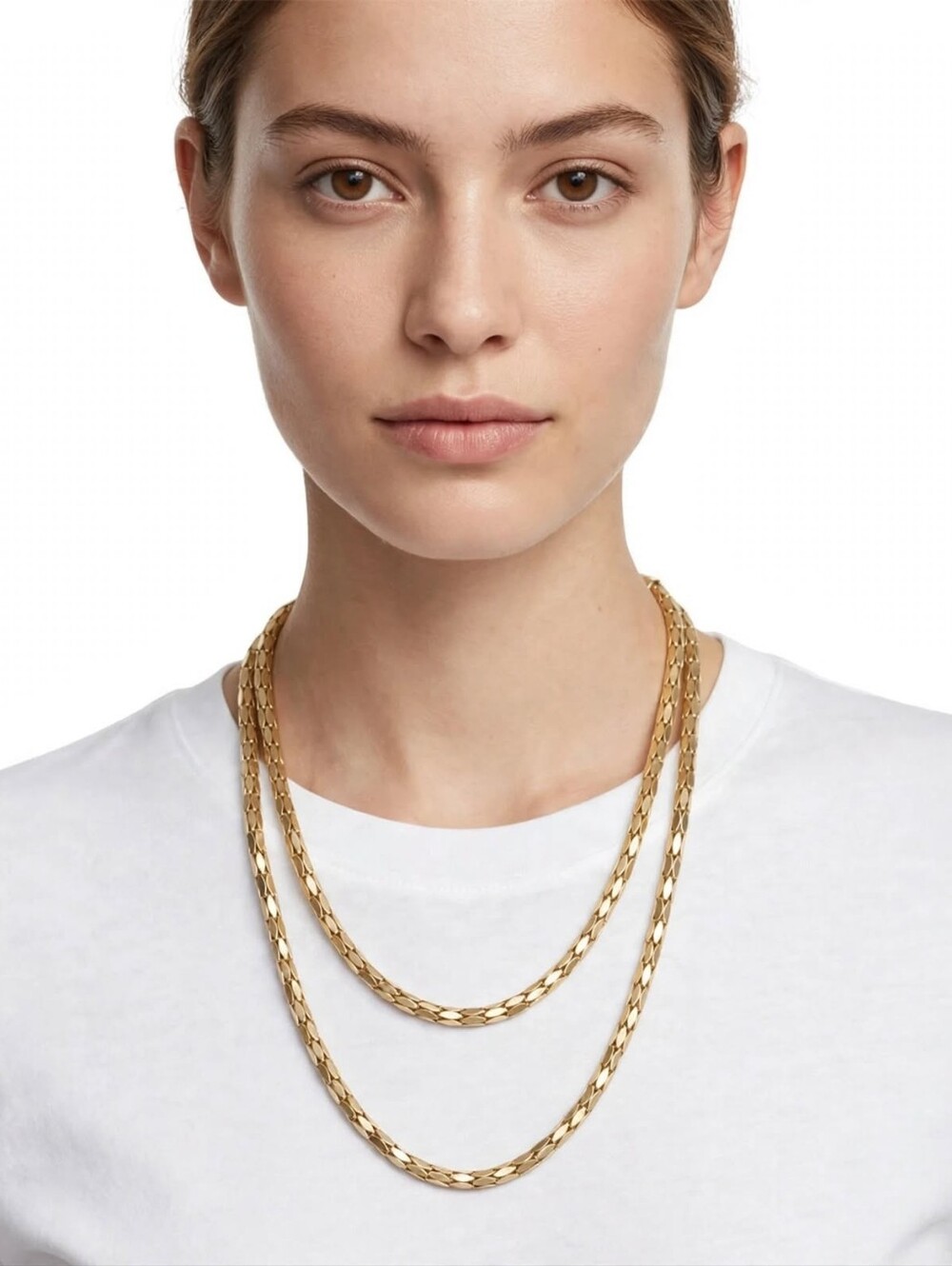 Vintage Gold Serpentine Cobra Chain Necklace 20 Inch Flat Mesh